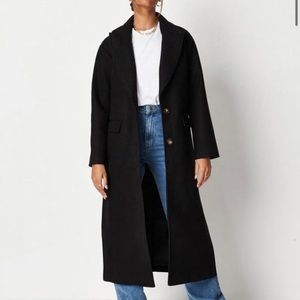 Missguided Black Side Split Formal Midaxi Coat size 8